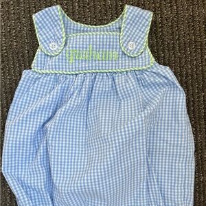 Blue Gingham Bubble Monogrammed Graham